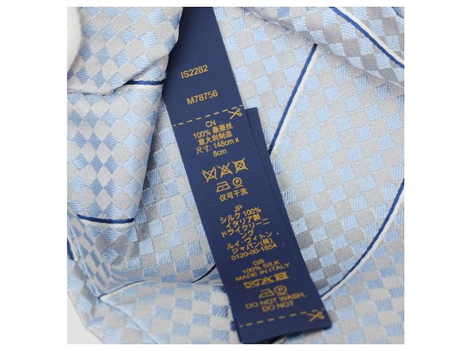 LOUIS VUITTON Cravatta Louis Vuitton Ex Cravate Blu Cielo Grigio % Seta Marrone - vista 7