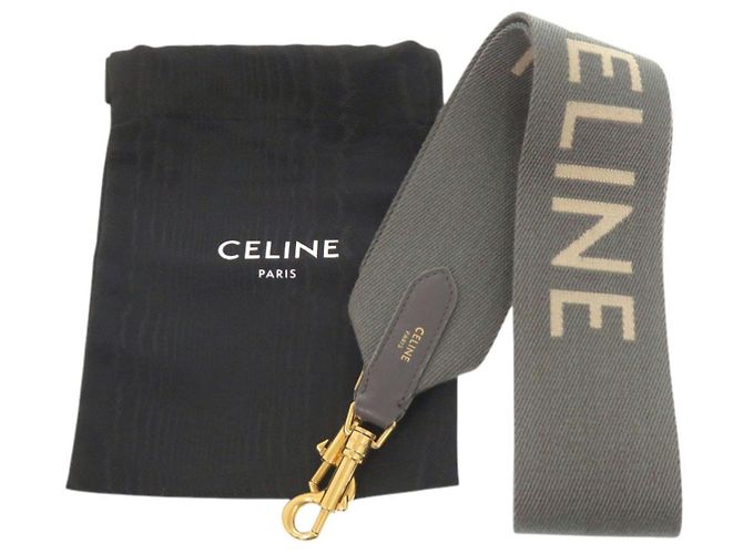 Céline Excelente estado Celine Jacquard Correa Corta. Lona Cuero Gris Hombro - vista 2