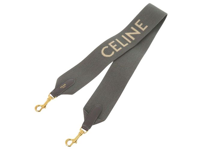 Céline Excelente estado Celine Jacquard Correa Corta. Lona Cuero Gris Hombro - vista 3