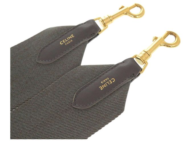 Céline Excelente estado Celine Jacquard Correa Corta. Lona Cuero Gris Hombro - vista 4