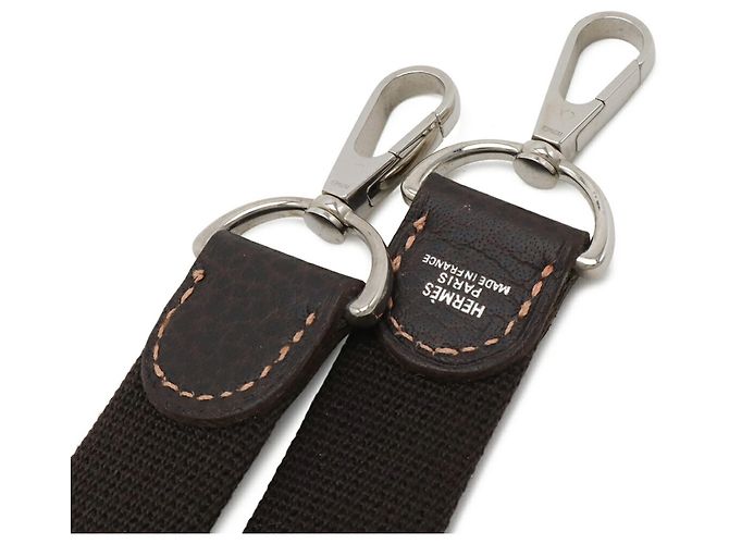 Garden Hermès HERMES Cinghia per Spalla per Uso Giardino, Tela e Pelle, Marrone Scuro - vista 4