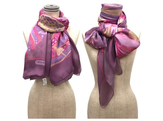 Xale de chiffon de seda Salvatore Ferragamo com grande flor para mulheres - vista 2