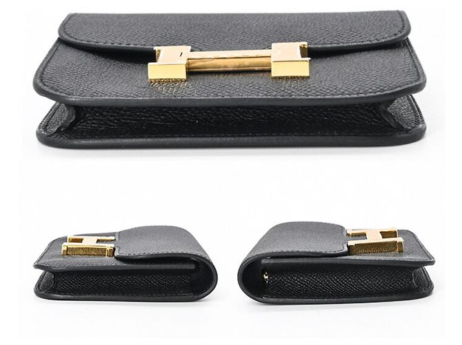 Hermès HERMES Cartera Compacta Constance Epsom Negra #W Negro - vista 4