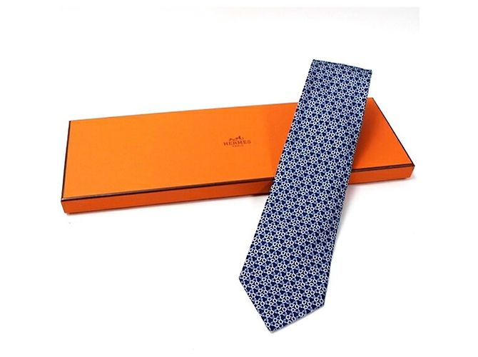 Hermès Hermes silk tie, unworn, slim fit, for men Blue - view 2