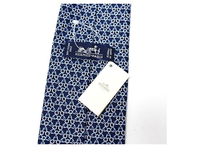 Hermès Hermes silk tie, unworn, slim fit, for men Blue - view 5