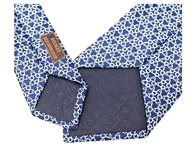 Hermès Hermes silk tie, unworn, slim fit, for men Blue - view 6