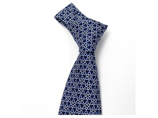 Hermès Hermes silk tie, unworn, slim fit, for men Blue - view 7