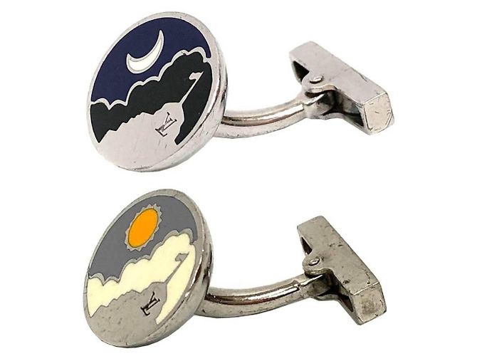 Gemelli Louis Vuitton, design "Budou Manchette" che presenta il sole e la luna, in argento sterling per uomini. - vista 2