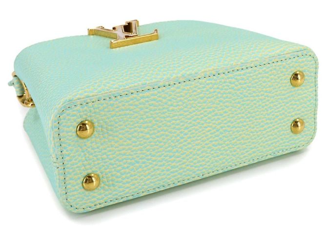 Borsa a mano/spalla Louis Vuitton Capucines MINI, pelle Taurillon, verde acqua, RFID - vista 5
