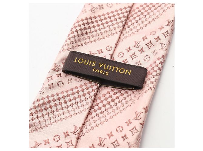 Louis Vuitton Monogram Pattern Silk Tie for Men, Pink - view 4