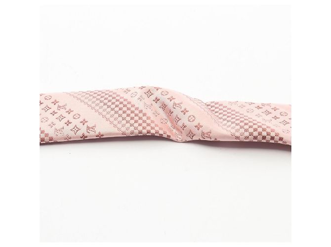 Louis Vuitton Monogram Pattern Silk Tie for Men, Pink - view 6