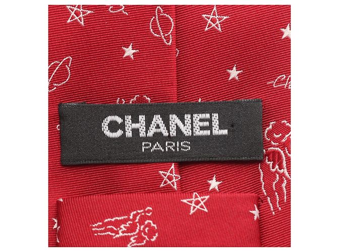 Cravatta in seta CHANEL Constellation da uomo rossa Rosso - vista 4
