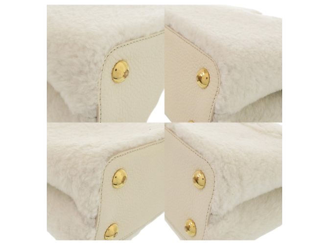 Bolsa Louis Vuitton Capucines BB em pele de cordeiro shearling e couro branco como nova LV VUITTON Marrom - vista 5