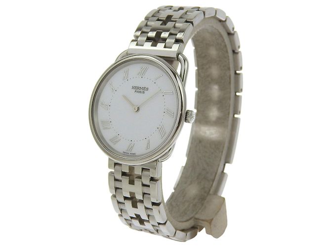 Orologio da uomo Hermès Arceau in acciaio inossidabile con display analogico e quadrante bianco - vista 2