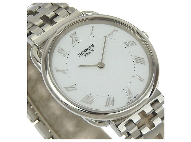 Orologio da uomo Hermès Arceau in acciaio inossidabile con display analogico e quadrante bianco - vista 3