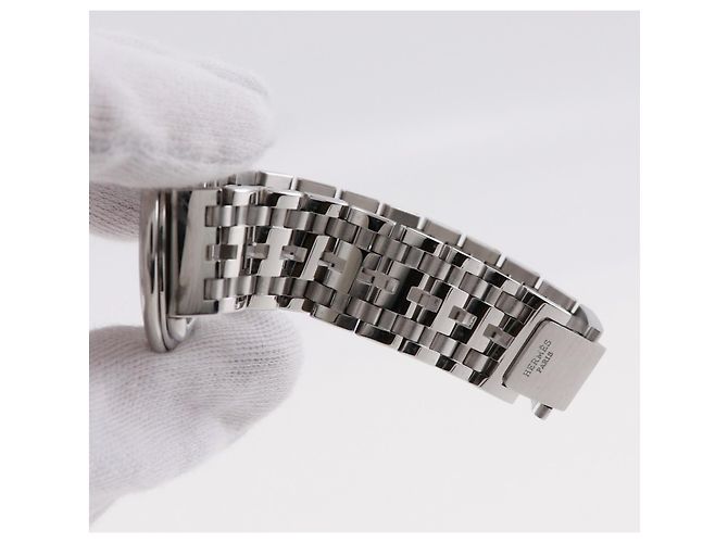Orologio da uomo Hermès Arceau in acciaio inossidabile con display analogico e quadrante bianco - vista 4