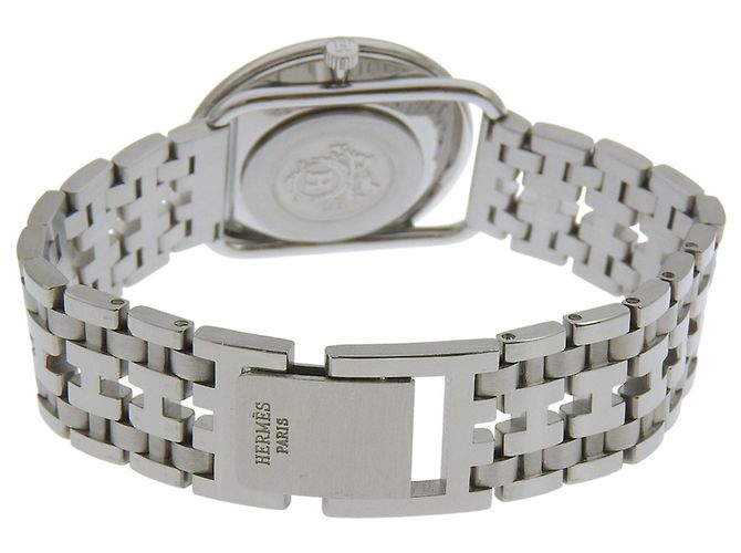 Orologio da uomo Hermès Arceau in acciaio inossidabile con display analogico e quadrante bianco - vista 5