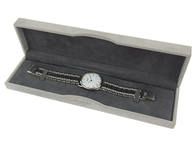 Orologio da uomo Hermès Arceau in acciaio inossidabile con display analogico e quadrante bianco - vista 9