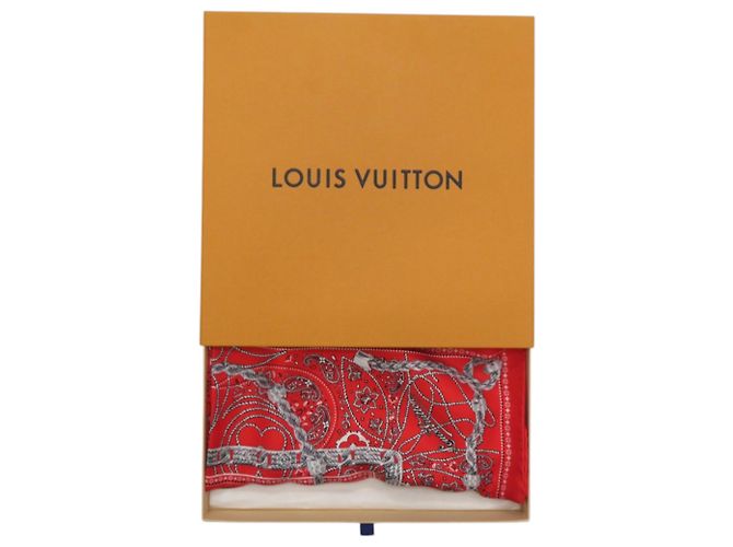 Sciarpa in seta rossa Louis Vuitton Carre LV Rope come nuova VUITTON Rosso - vista 2