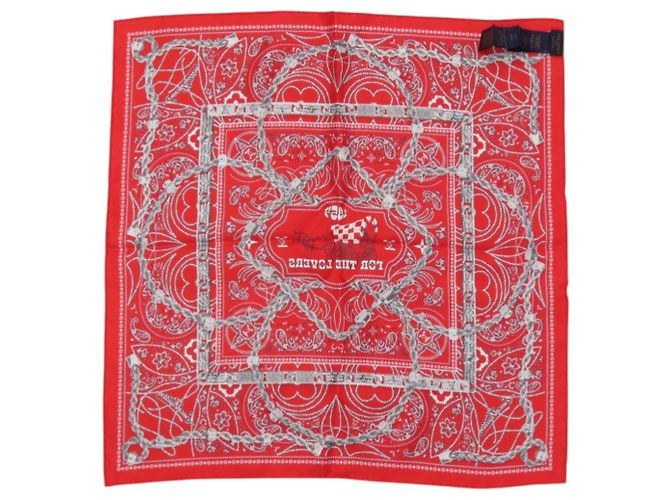 Sciarpa in seta rossa Louis Vuitton Carre LV Rope come nuova VUITTON Rosso - vista 3