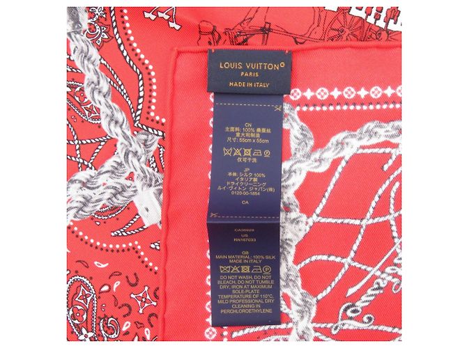 Sciarpa in seta rossa Louis Vuitton Carre LV Rope come nuova VUITTON Rosso - vista 4
