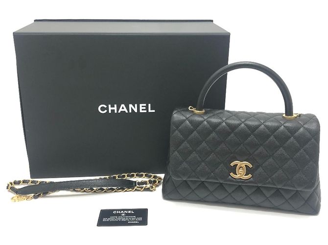 Borsa a spalla CHANEL Matelassé Coco Handle in pelle caviar nera per donna Nero - vista 18