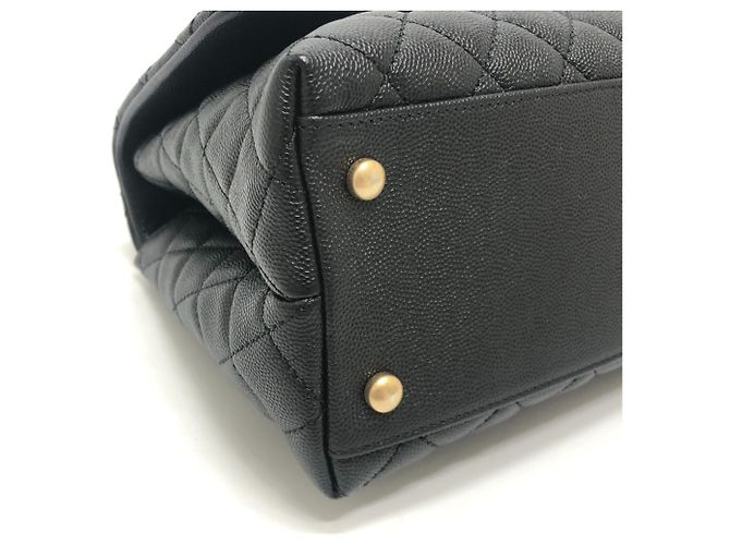 Borsa a spalla CHANEL Matelassé Coco Handle in pelle caviar nera per donna Nero - vista 8