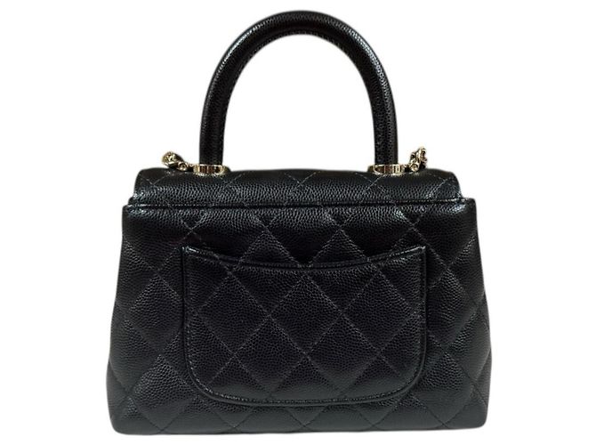Borsa Chanel Extra Mini Coco Handle, in pelle caviar, nera, donna, usata, catena Nero - vista 3