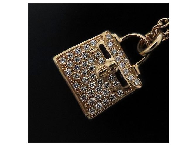 Hermès Collana Amuleto Kelly Diamante . Oro Rosa - vista 5