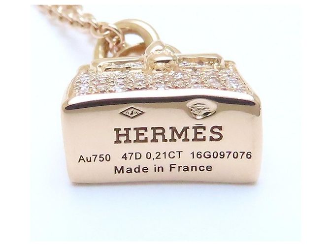 Hermès Collana Amuleto Kelly Diamante . Oro Rosa - vista 6