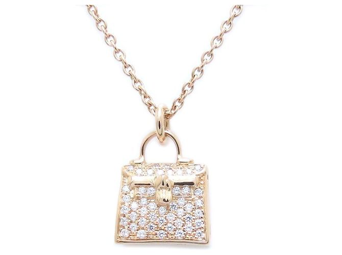 Hermès Collana Amuleto Kelly Diamante . Oro Rosa - vista 9