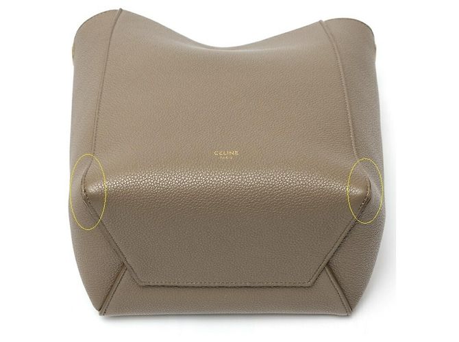 Seau Sangle Céline Bolsa de Ombro Sangle Bucket Small Celine., Couro de bezerro texturizado, Taupe (Gris claro) - vista 4