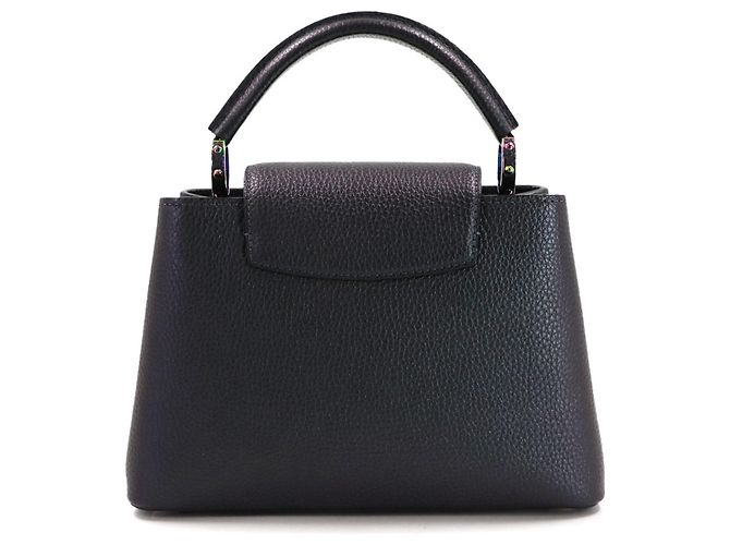 Borsa a mano/spalla Louis Vuitton Capucines BB in pelle taurillon nera metallica () con RFID. Nero - vista 2