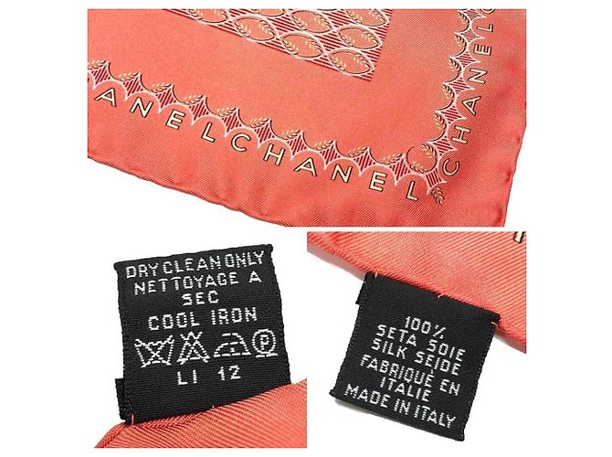 Cachecol/lenço Chanel, design de bola de rugby, seda, lenço de bolso/lenço de pescoço. Rosa - vista 2