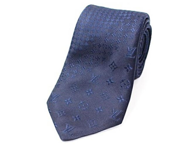 Louis Vuitton Silk Tie, Mixed Monogram Damier Monogram, LOUIS VUITTON, Men's Navy blue - view 3