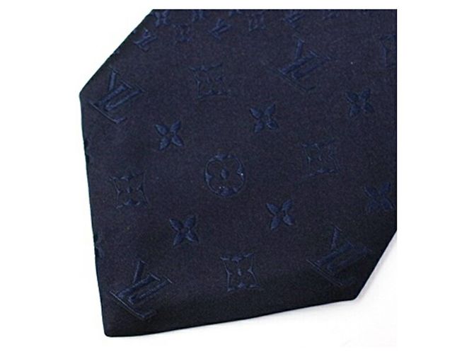 Louis Vuitton Silk Tie, Mixed Monogram Damier Monogram, LOUIS VUITTON, Men's Navy blue - view 4
