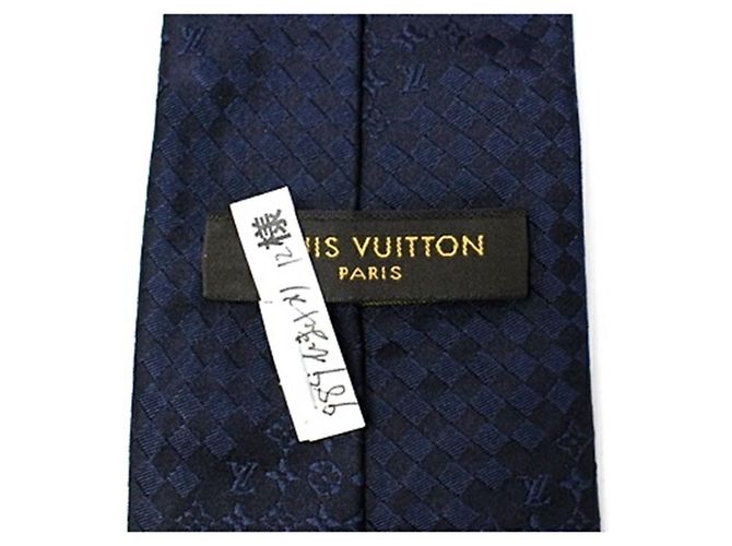 Louis Vuitton Silk Tie, Mixed Monogram Damier Monogram, LOUIS VUITTON, Men's Navy blue - view 5