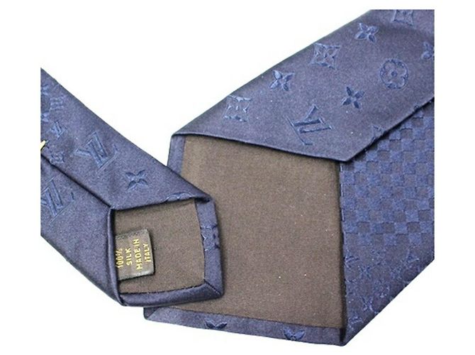 Louis Vuitton Silk Tie, Mixed Monogram Damier Monogram, LOUIS VUITTON, Men's Navy blue - view 6