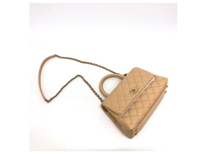 CHANEL Matelassé Coco Handle XS Borsa a Spalla Pelle Caviar Donna Beige - vista 10