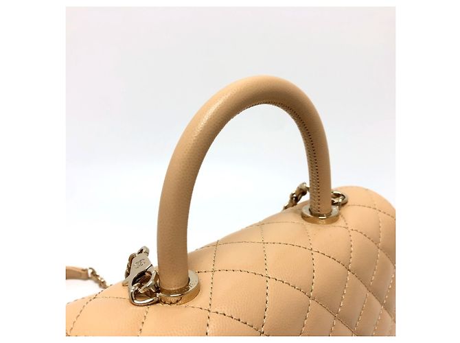 CHANEL Matelassé Coco Handle XS Borsa a Spalla Pelle Caviar Donna Beige - vista 11