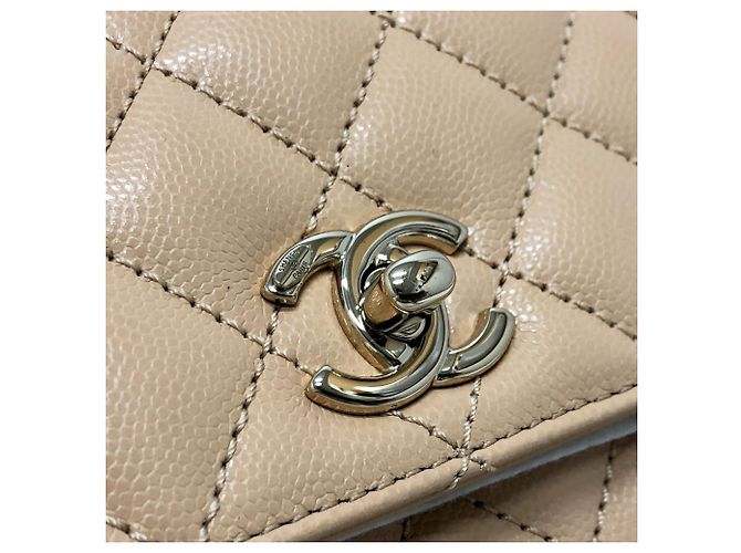 CHANEL Matelassé Coco Handle XS Borsa a Spalla Pelle Caviar Donna Beige - vista 12
