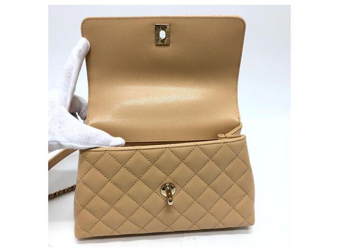 CHANEL Matelassé Coco Handle XS Borsa a Spalla Pelle Caviar Donna Beige - vista 13