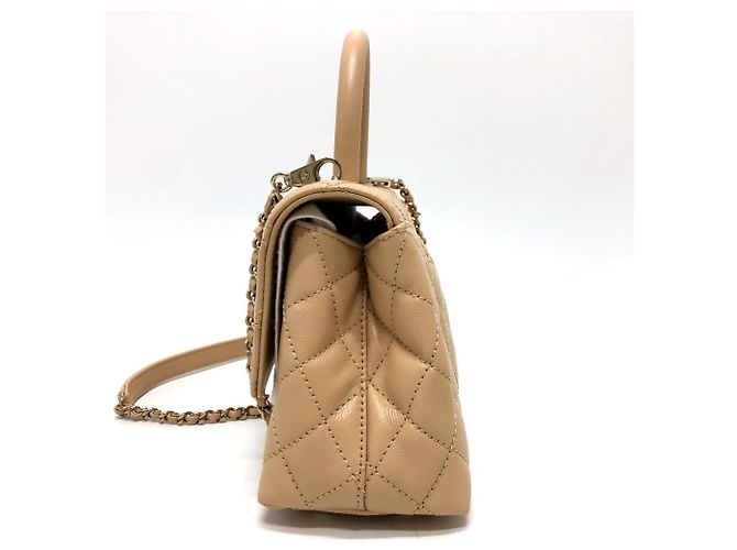 CHANEL Matelassé Coco Handle XS Borsa a Spalla Pelle Caviar Donna Beige - vista 3