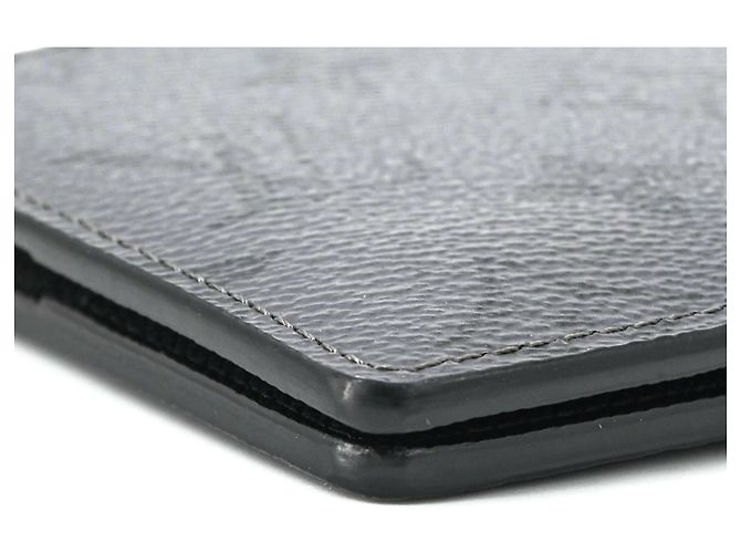 LOUIS VUITTON Portafoglio Slender Monogram Eclipse Reverse Bifold Grigio Uomo IC Chip Marrone - vista 10