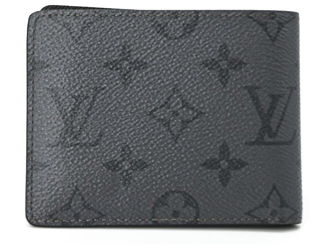 LOUIS VUITTON Portafoglio Slender Monogram Eclipse Reverse Bifold Grigio Uomo IC Chip Marrone - vista 3