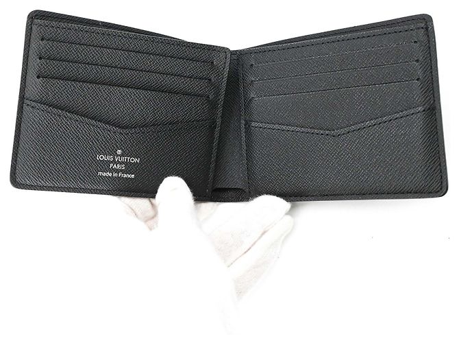 LOUIS VUITTON Portafoglio Slender Monogram Eclipse Reverse Bifold Grigio Uomo IC Chip Marrone - vista 5