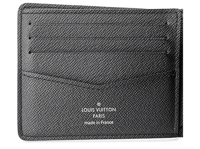LOUIS VUITTON Portafoglio Slender Monogram Eclipse Reverse Bifold Grigio Uomo IC Chip Marrone - vista 8