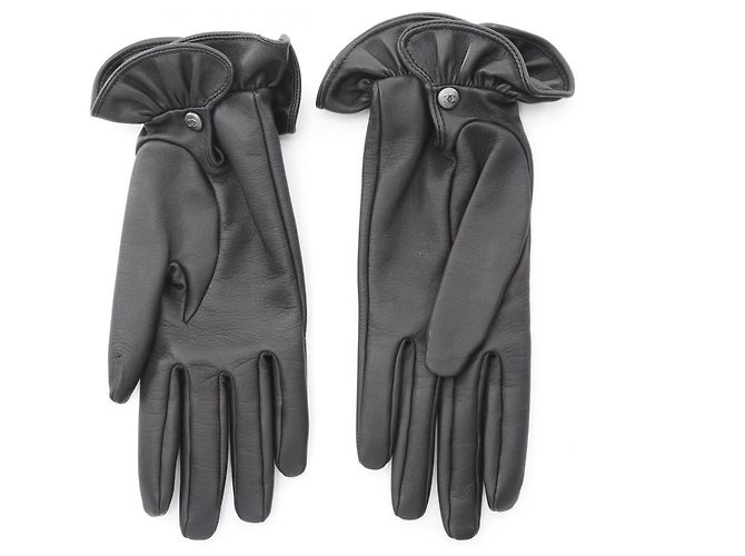 CHANEL Coco Mark Handschuhe, Lammleder, Damen, Schwarz - Ansicht 2