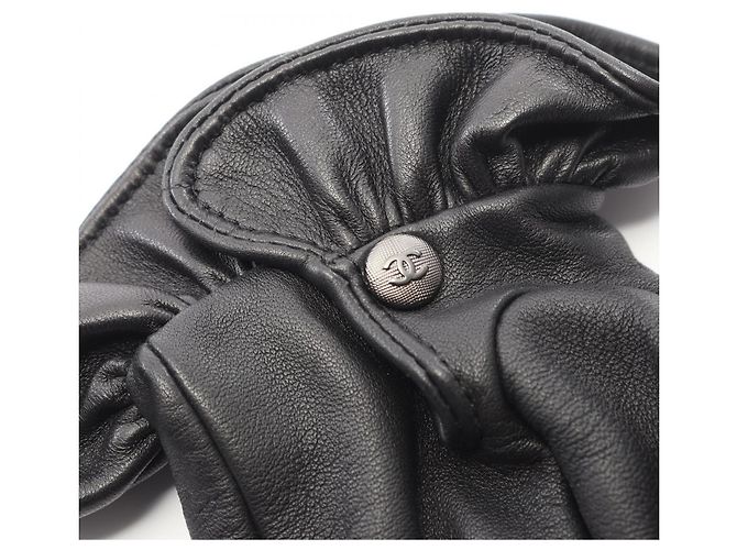 CHANEL Coco Mark Handschuhe, Lammleder, Damen, Schwarz - Ansicht 4