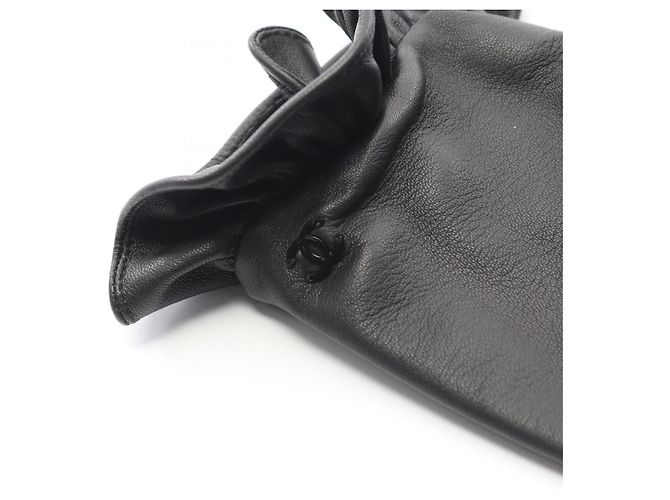 CHANEL Coco Mark Handschuhe, Lammleder, Damen, Schwarz - Ansicht 5